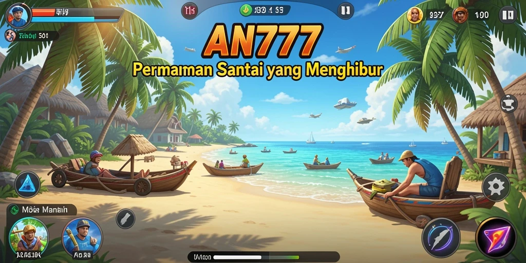 Screenshot utama AN777 menampilkan pemain yang sedang menikmati gameplay santai.