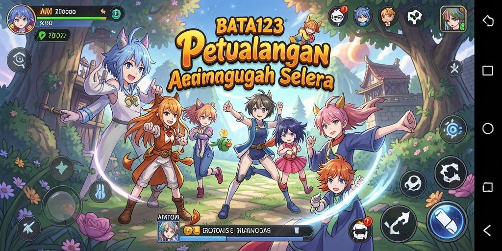 Screenshot gameplay BATA123 yang menunjukkan karakter dan latar belakang indah.
