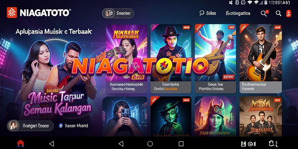 Screenshot gameplay NIAGATOTO menampilkan antarmuka intuitif dan beragam lagu.